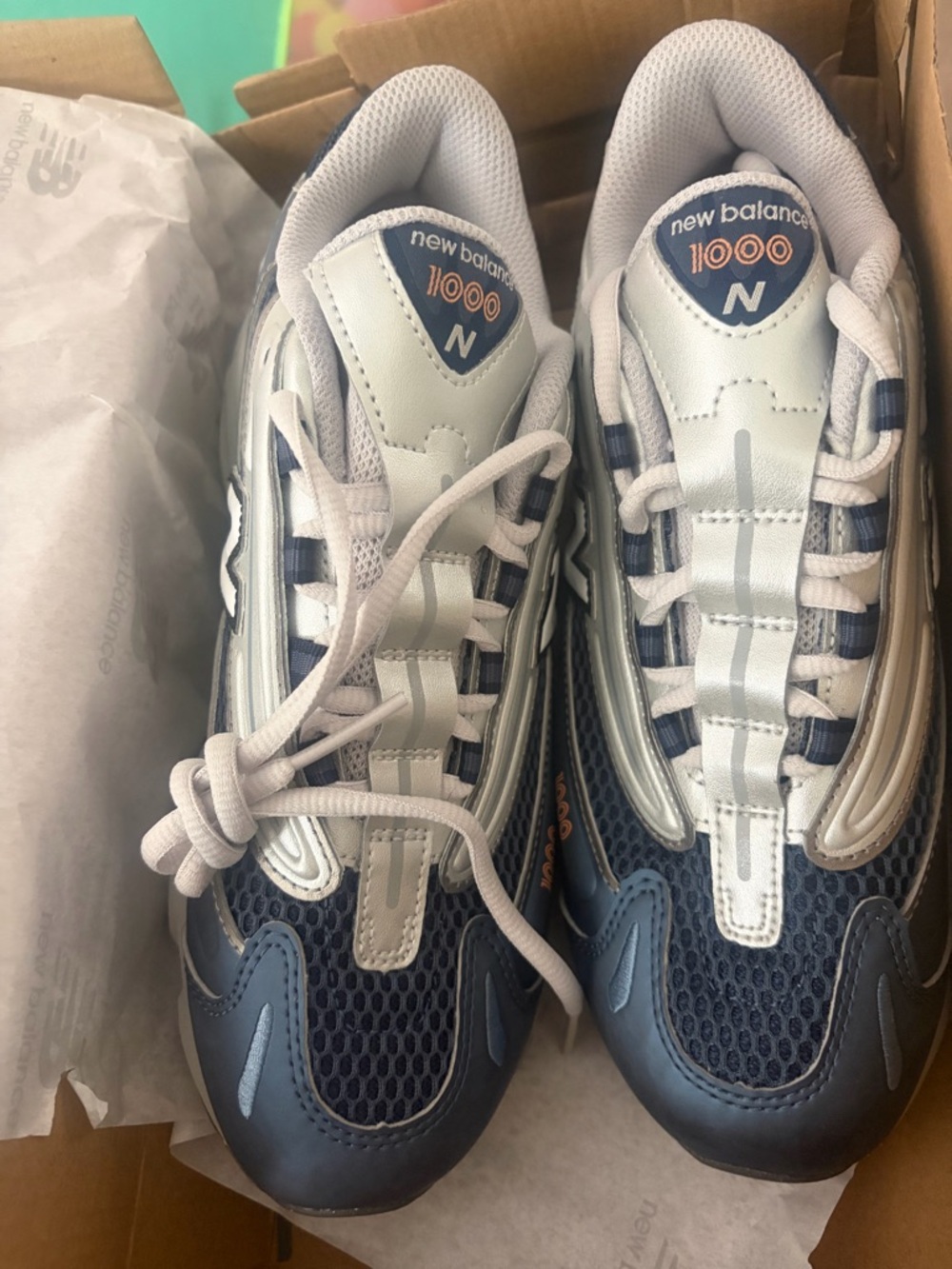 New Balance 1000 Kids Sneakers Navy Blue Silver White